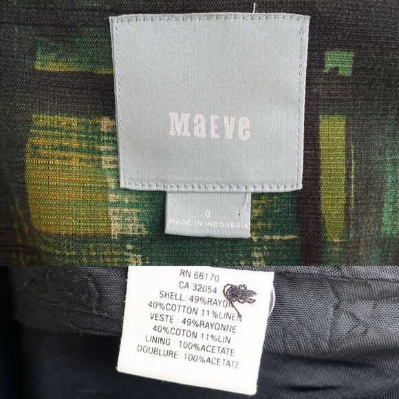 Anthropologie Maeve Dress 0 Green Painted Plaid Fit & Flare Belt Petticoat Swift - Picture 8 of 8